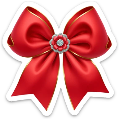 red flower bow with glitter sticker