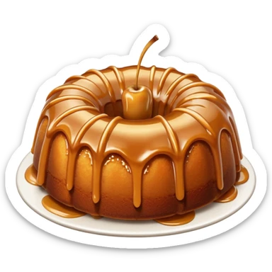 Caramel Bundt cake with gooey apple slices on top  sticker