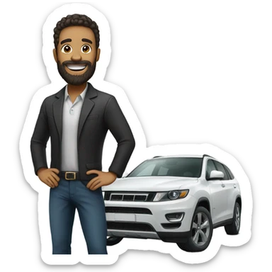 bearded portrait of a man selling a car  sticker