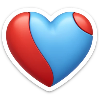 corazon azul y rojo a rayas sticker