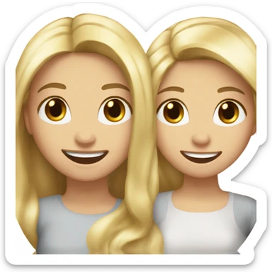 Real happy Brunette hair friend and a blonde hair friend  sticker