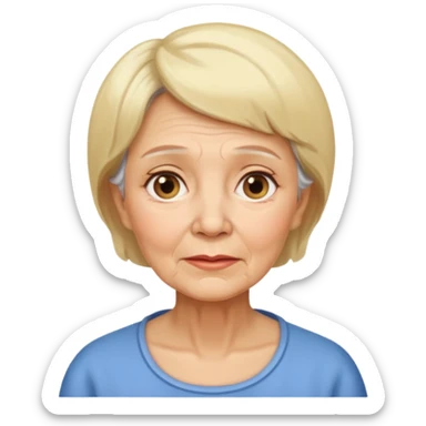 An old woman with short blonde hair going to her chin ￼ sticker