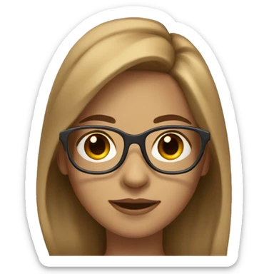 Girl with light brown slightly wavy hair , with light tan skin ad glasses. Also brown eyes sticker