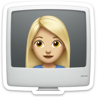 white and blonde Girl with computer sticker