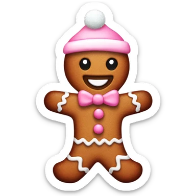 aesthetic pink christmas gingerbread man sticker