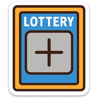 flat toon style lottery scratcher ticket with a plus sign sticker