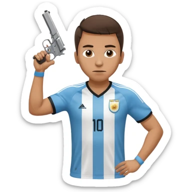haz un turro con una biszera para atras y con un arma remera argentina pero arma de fuego que tenga un revolver solo sticker
