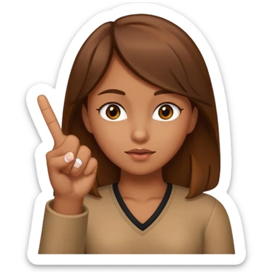 Tan girlnwith brown hair doing the middle finger sticker