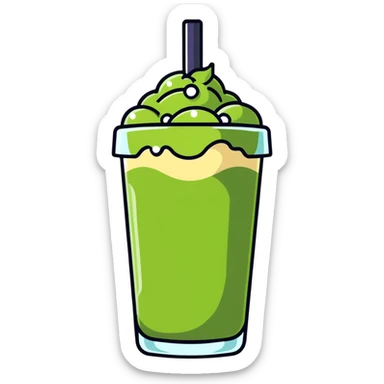 iced matcha latte with boba pearls sticker