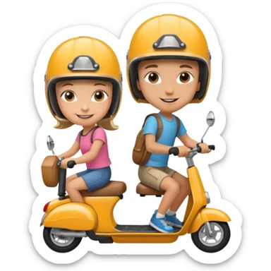 Un garçon et une fille sur une trottinette sticker