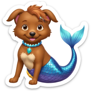 Happy brown dog with mermaid tail sticker