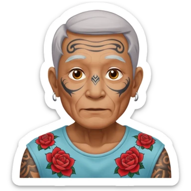 elderly man with body and face tattos sticker