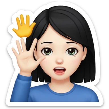 black hair girl throwing up  sticker