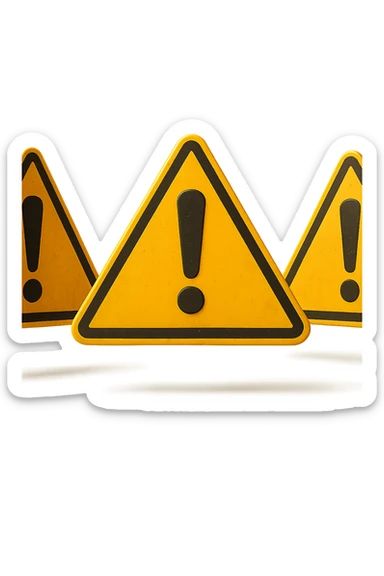 SEGNALI DI PERICOLO CON PUNTO ESCLAMATIVO 3D FLUTTUANO IN ARIA, IPERREALISTICI 4K sticker