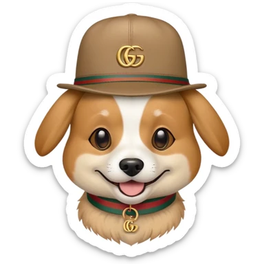 Dog with Gucci hat on  sticker
