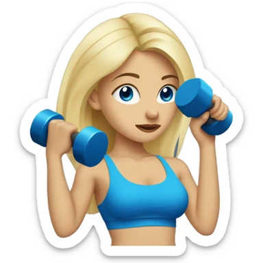 girl working out blue eye blonde hair lifting weights sticker