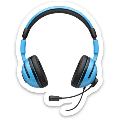 cartoon Meta Quest 2 headset, simplified shapes, white and black, with a touch of blue for highlights, cheerful expression sticker