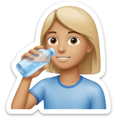 young person drinking water from a bottle sticker
