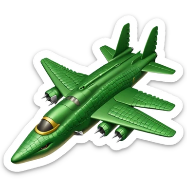 bombardilo crocodilo a green crocodile that is a war plane (a war plane with crocodile's head) sticker