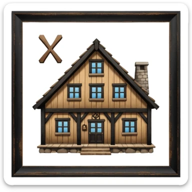 an inn with a big X on it sticker