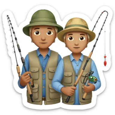 father and son fishing sticker