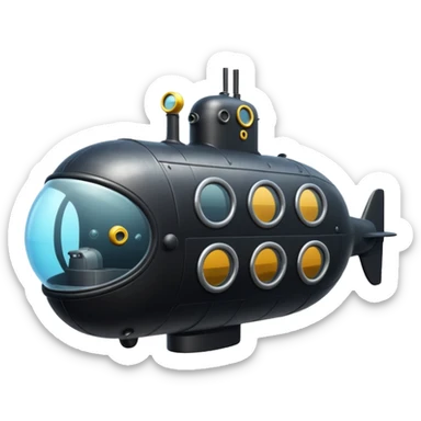 can you generate an emoji of a small black submarine with only two portholes? sticker