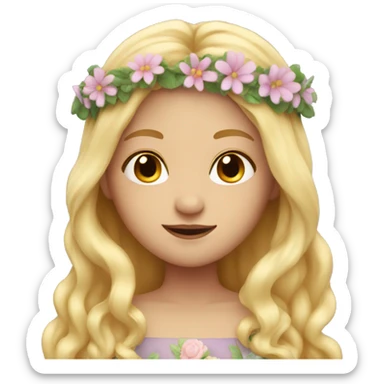 fairy with long blonde hair and flower crown sticker