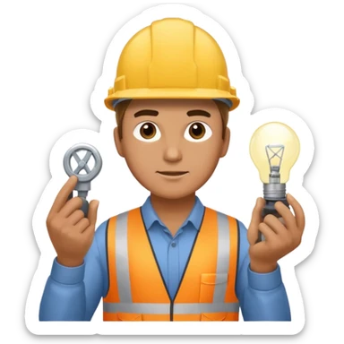 Am man Electricity power employer at work with a light sticker