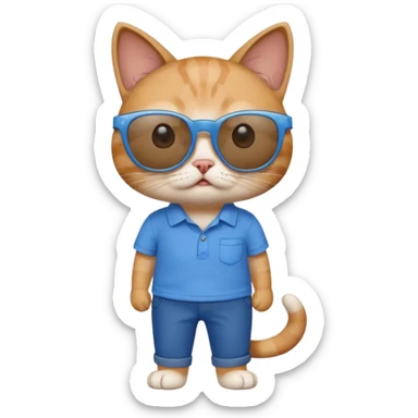 Cat with sunglasses with blue shirt pants and shocked sticker