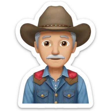 old cowboy with vest sticker