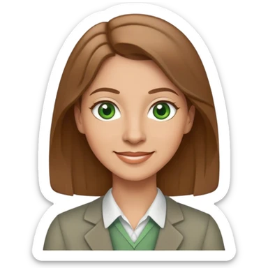happy teacher with light brown hair and green eyes sticker