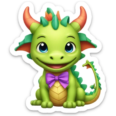 Cute dragon wearing a bow  sticker