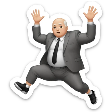 bald fat guy with white hair on the sides in a suit dunking basketball sticker