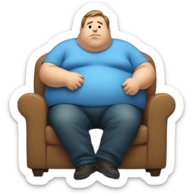 obese man with big belly watching tv sticker