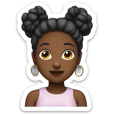 Black girl with space buns  sticker