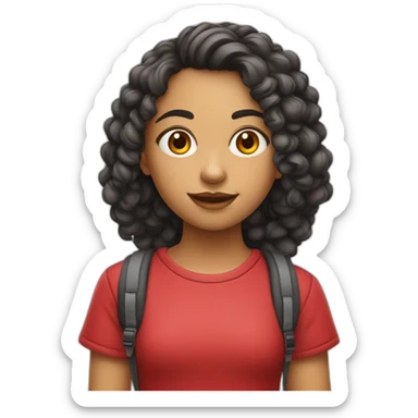 menina baixinha com cabelo vermelho com mochila sticker