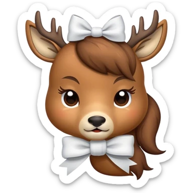 Deer with a white bow all sleepy sticker