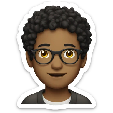 Mixed boy with freckles clear glasses and short curly black hair  sticker