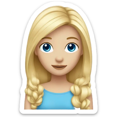 girl blond hair, blue eyes, longer hair sticker