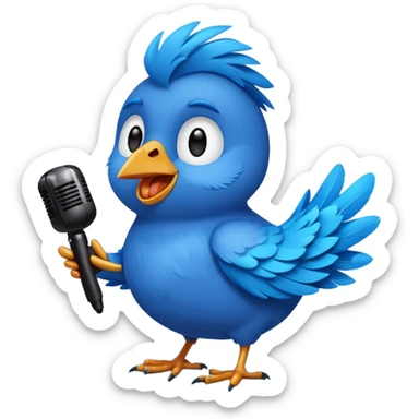 A blue Twitter bird happily singing Beautiful music sticker
