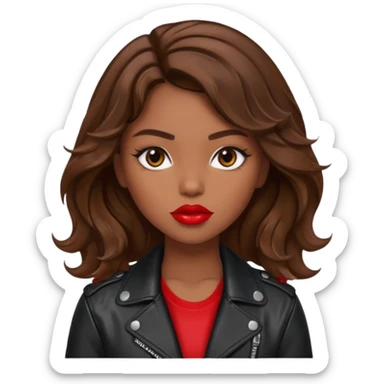 Baddie girl with brown weavy hair sticker