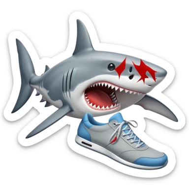 a shark with shoes sticker