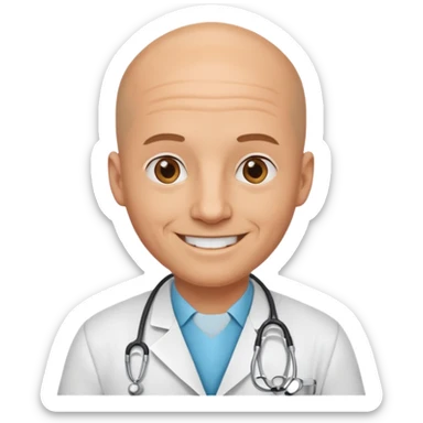 Bald tan doctor man with stethoscope  sticker