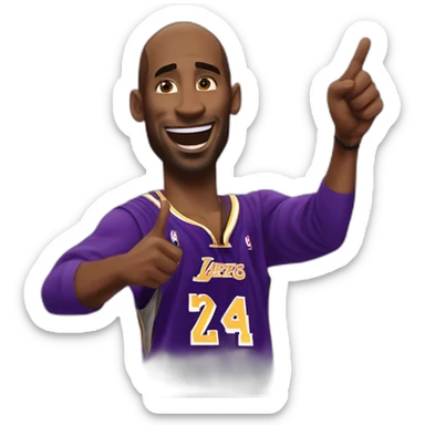Kobe Bryant points his finger up in warning looking in camera sticker