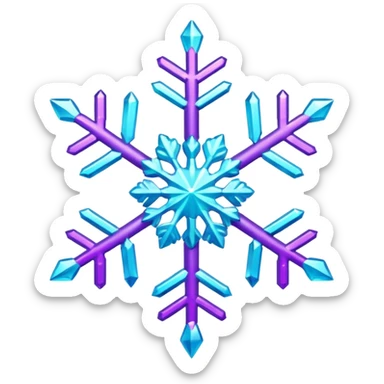cyan and purple snowflake glitter sticker