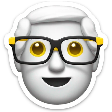 yellow nerd emoji with big glasses with white tape in the middle of glasses sticker