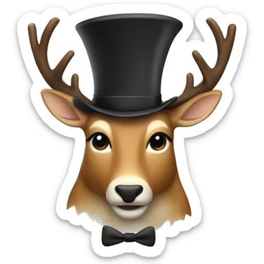 rendeer whit a rendeer top hat sticker