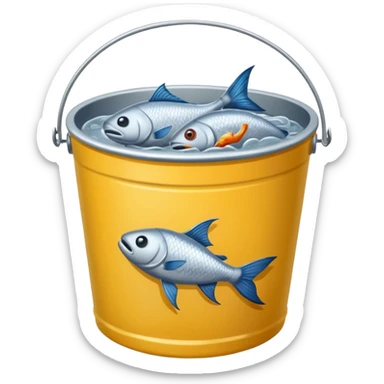 dead fishes in bucket sticker