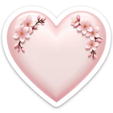 white heart emoji with subtle sakura petal texture sticker