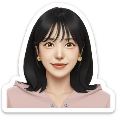 smiling girl with black hair sticker